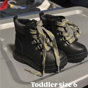 Black Toddler Boots with Gray Laces size 6